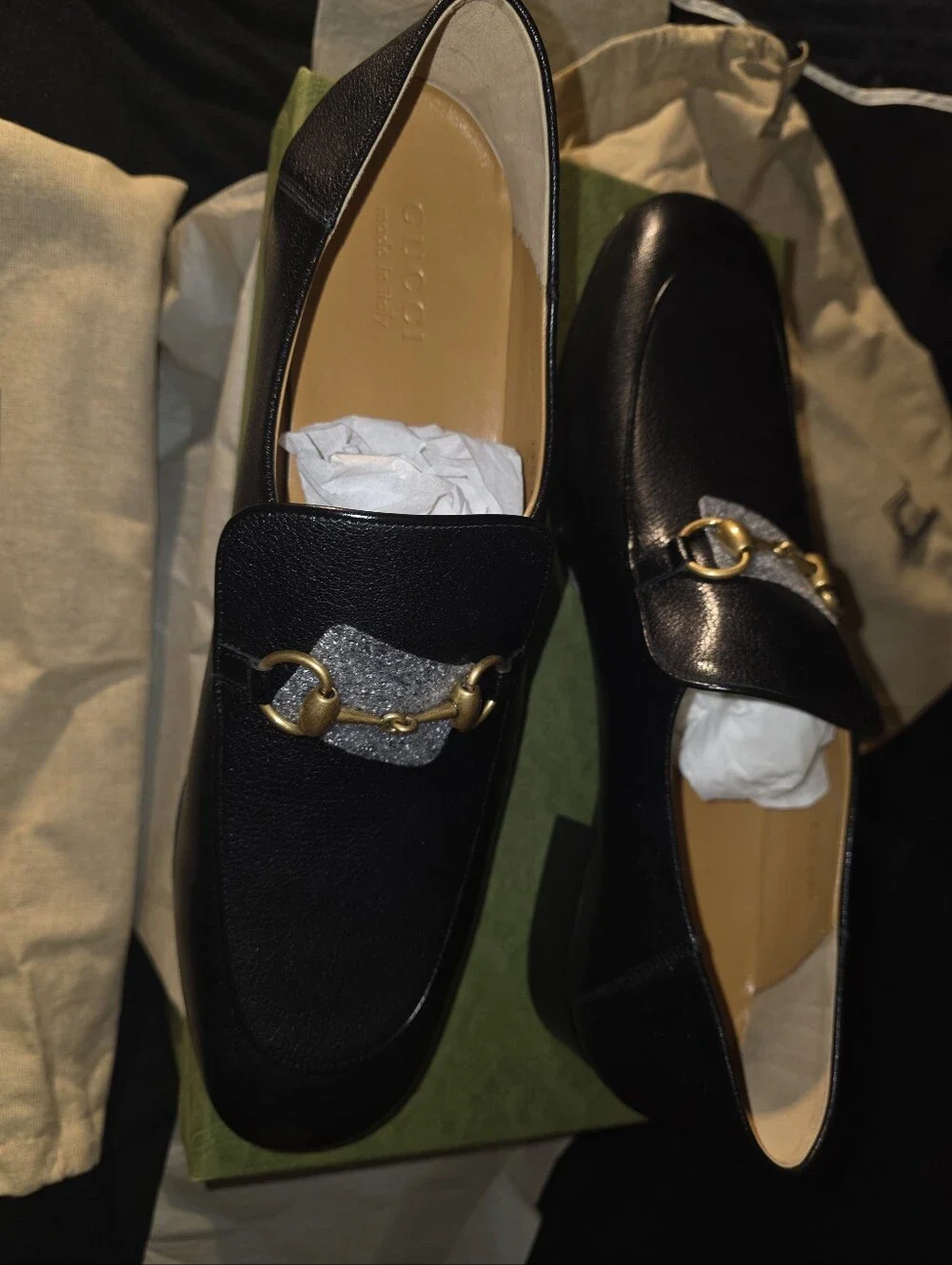 Authentic Gucci Men’s Black Leather Horsebit Loafers